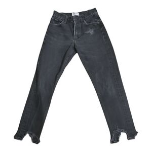 Agolde Jamie High Rise Skinny Very Distressed Black Cropped Jeans Size 24
